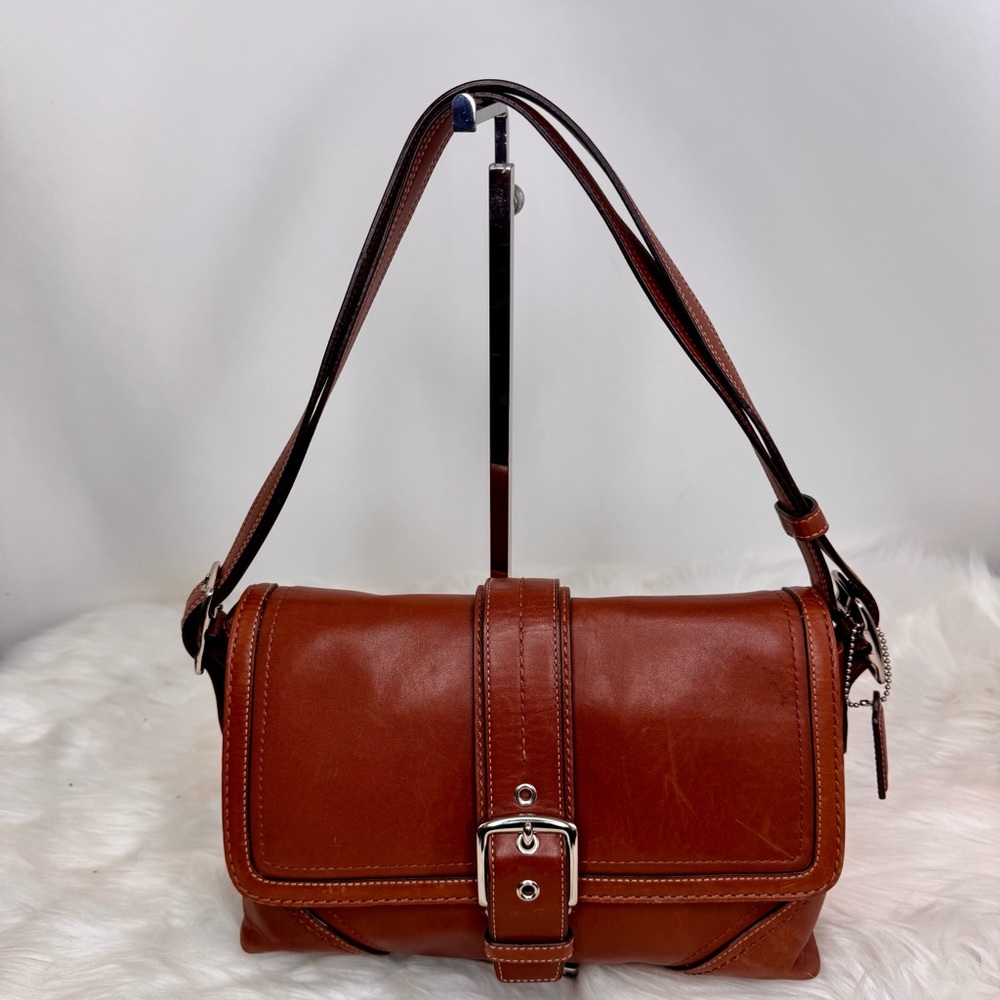 Coach Y2K Hampton Leather Flap Bag with Extendable Strap
